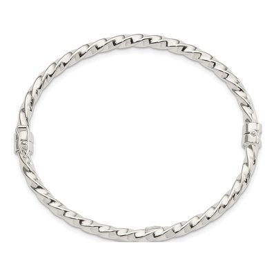 Sterling Silver Twisted Hinged Bangle Bracelet – view 3