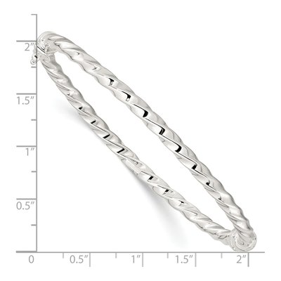 Sterling Silver Twisted Hinged Bangle Bracelet – view 4