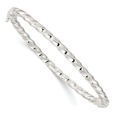 Sterling Silver Twisted Hinged Bangle Bracelet
