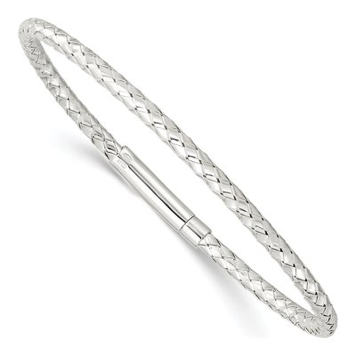 Sterling Silver Flexible Weaved Bangle Bracelet