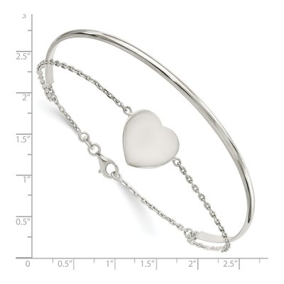 Sterling Silver Heart Bangle Bracelet – view 3