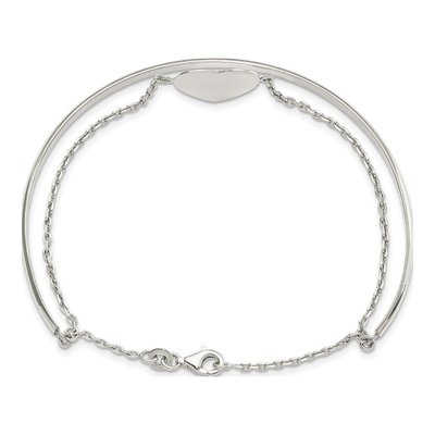 Sterling Silver Heart Bangle Bracelet – view 4