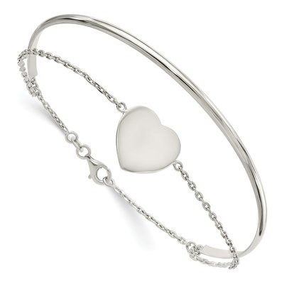 Sterling Silver Heart Bangle Bracelet