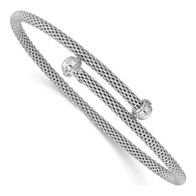Sterling Silver CZ Flexible Bangle Bracelet