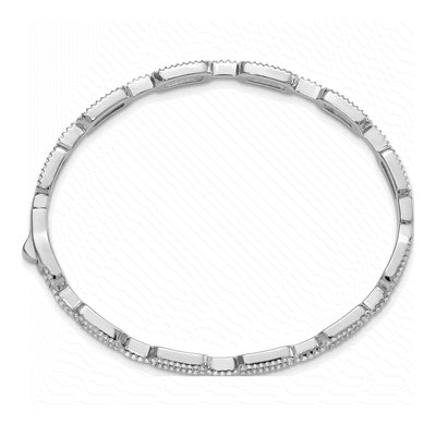 Sterling Silver CZ Hinged Bangle Bracelet – view 3