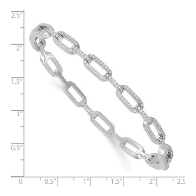 Sterling Silver CZ Hinged Bangle Bracelet – view 4