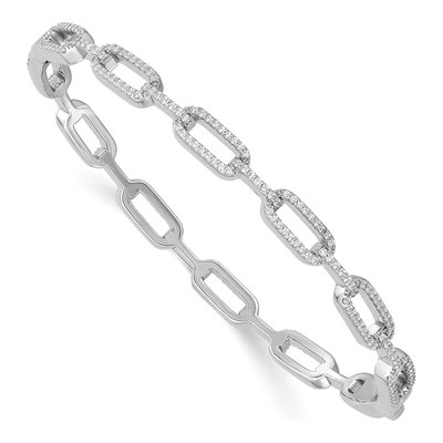 Sterling Silver CZ Hinged Bangle Bracelet