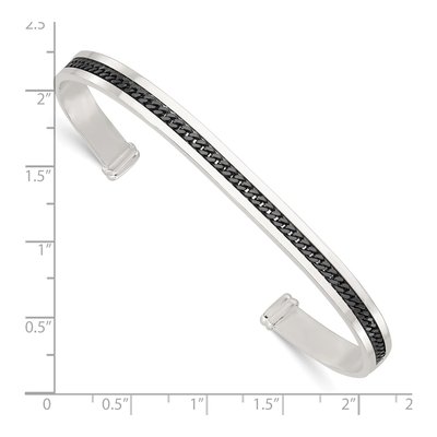 Sterling Silver Black Inlay Cuff Bracelet – view 4