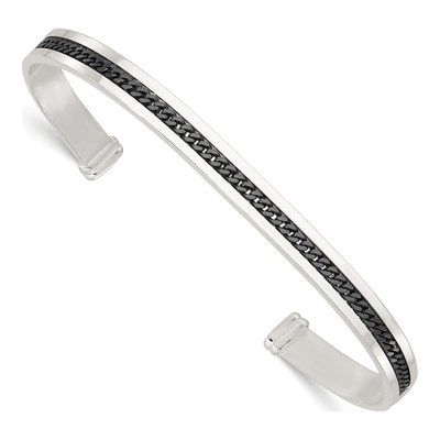 Sterling Silver Black Inlay Cuff Bracelet