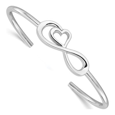 Sterling Silver Heart Infinity Cuff Bracelet