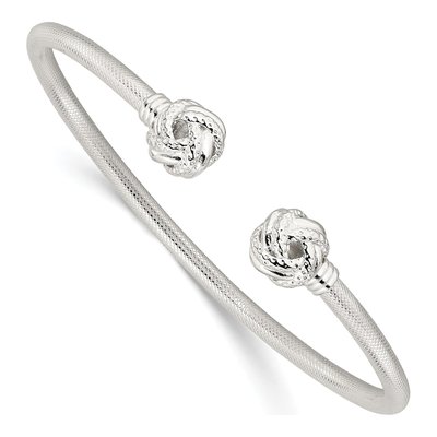 Sterling Silver Textured Love Knot Cuff Bracelet