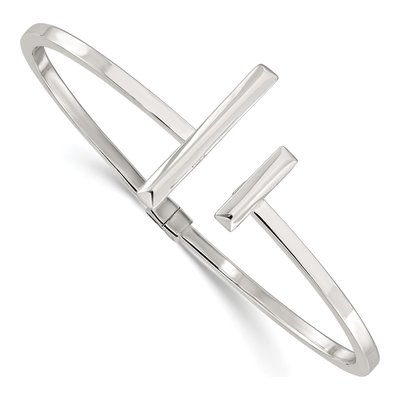 Sterling Silver Bar Hinged Cuff Bracelet