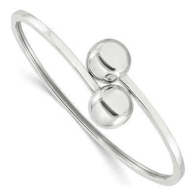Sterling Silver Ball Bypass Cuff Bracelet