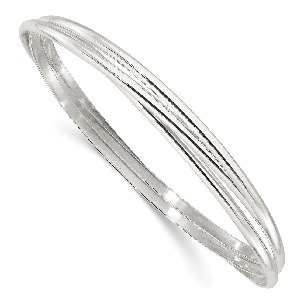 Sterling Silver Triple Intertwined Slip-On Bangle Bracelet