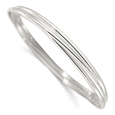 Sterling Silver Triple Intertwined Slip-On Bangle Bracelet
