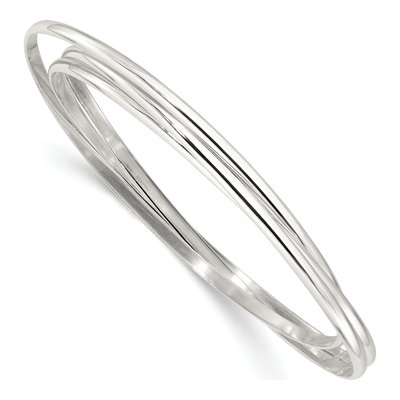 Sterling Silver Triple Intertwined Slip-On Bangle Bracelet