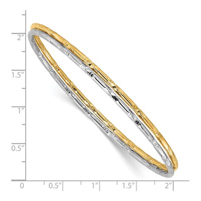 Sterling Silver Diamond-Cut Bangle Set of 2 – view 4