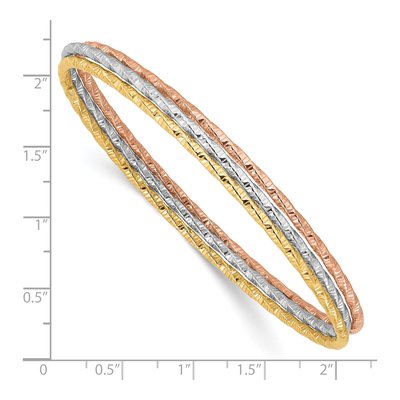 Sterling Silver Set of 3 Diamond-Cut Bangles, Italy – view 4