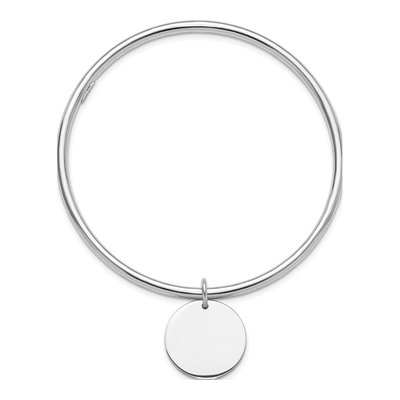 Sterling Silver Disc Dangle Bangle Bracelet – view 3