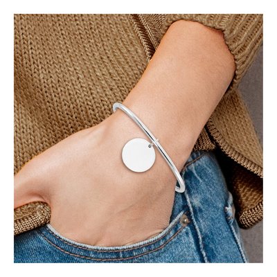 Sterling Silver Disc Dangle Bangle Bracelet – view 5