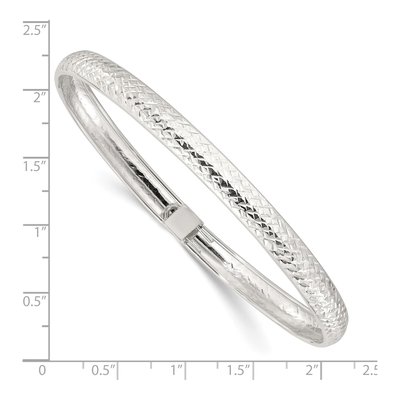 Sterling Silver Diamond-Cut Flexible Bangle Bracelet – view 3