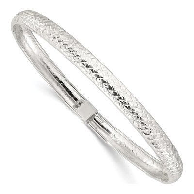 Sterling Silver Diamond-Cut Flexible Bangle Bracelet