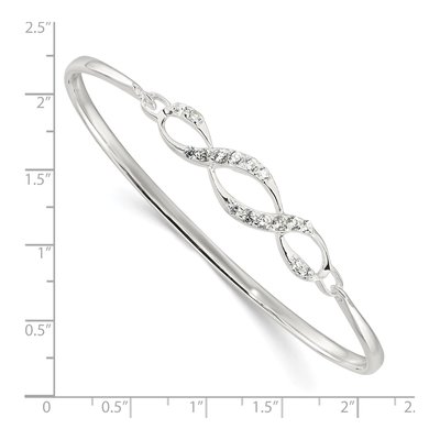 Sterling Silver CZ Fancy Hook Bangle Bracelet – view 4