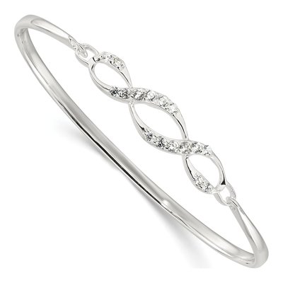 Sterling Silver CZ Fancy Hook Bangle Bracelet