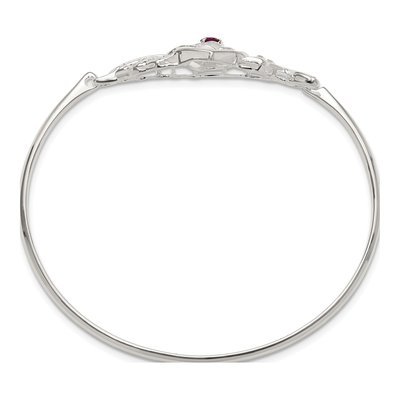 Sterling Silver CZ Flower Bird Hook Bangle Bracelet – view 3