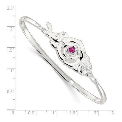Sterling Silver CZ Flower Bird Hook Bangle Bracelet – view 4