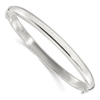 Sterling Silver Textured Hinged Bangle Bracelet
