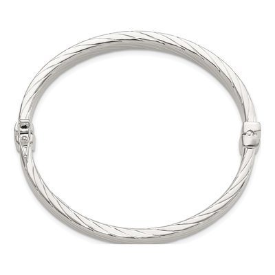 Sterling Silver Striped Hinged Bangle Bracelet – view 3