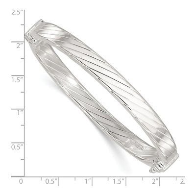 Sterling Silver Striped Hinged Bangle Bracelet – view 4
