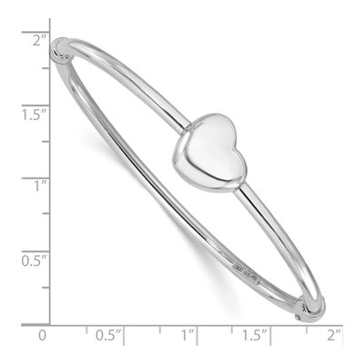 Sterling Silver Heart Hinged Bangle Bracelet – view 3