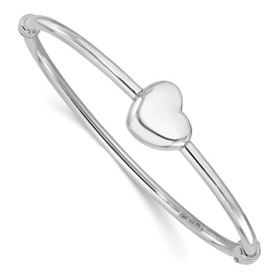 Sterling Silver Heart Hinged Bangle Bracelet