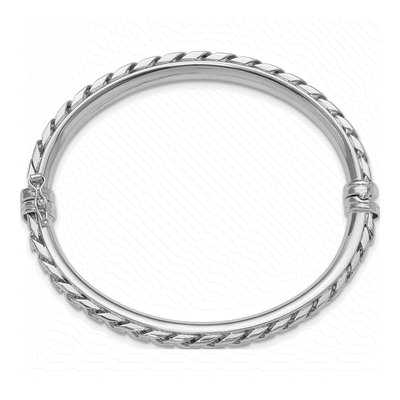 Sterling Silver Textured Hinged Bangle Bracelet – view 3