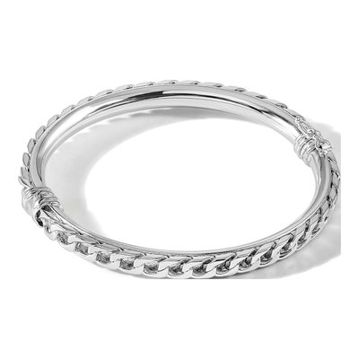 Sterling Silver Textured Hinged Bangle Bracelet – view 6