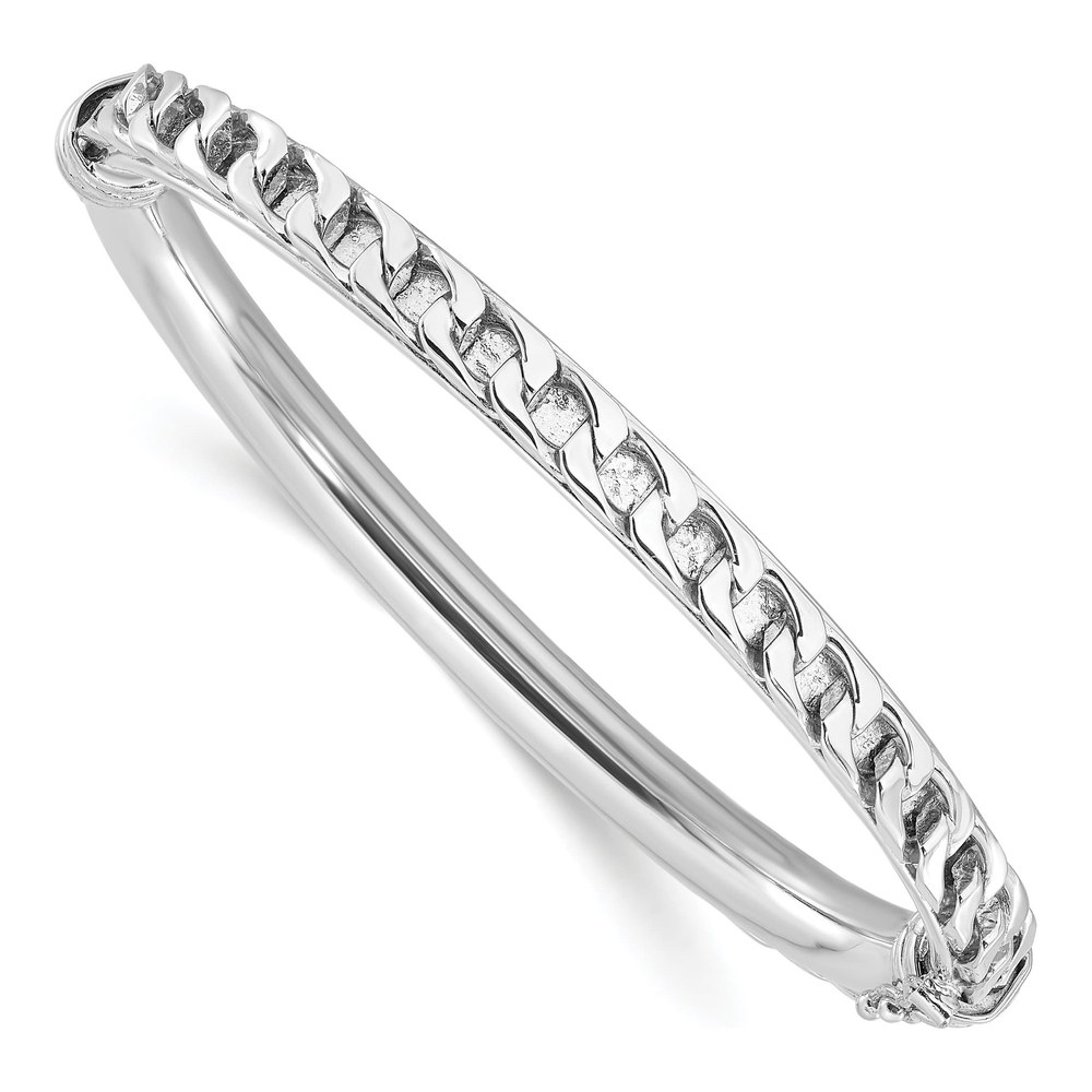 Sterling Silver Textured Hinged Bangle Bracelet