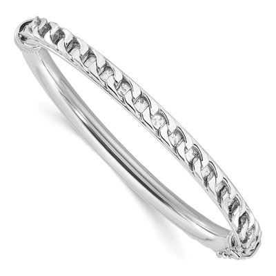 Sterling Silver Textured Hinged Bangle Bracelet