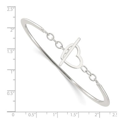 Sterling Silver Heart Toggle Bangle Bracelet – view 4