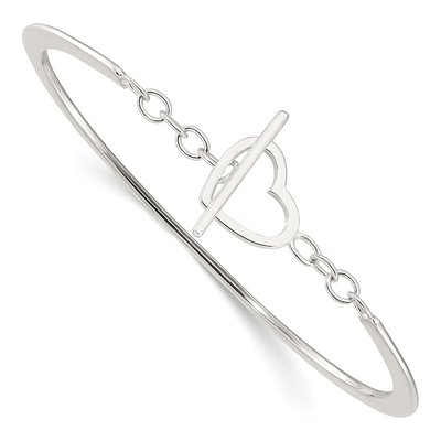 Sterling Silver Heart Toggle Bangle Bracelet