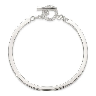 Sterling Silver CZ Toggle Bangle Bracelet – view 3