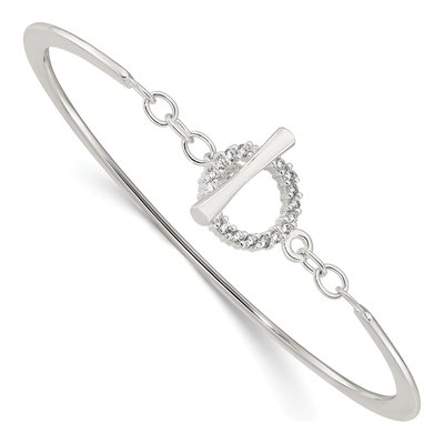 Sterling Silver CZ Toggle Bangle Bracelet