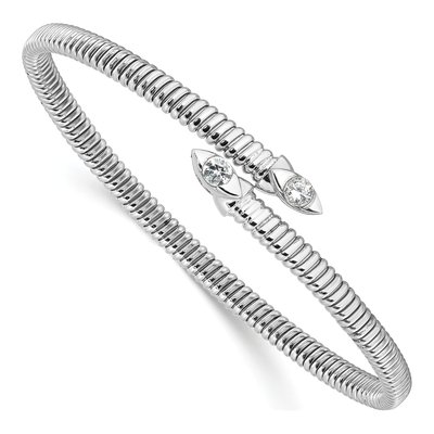 Sterling Silver CZ Bypass Cuff Bracelet