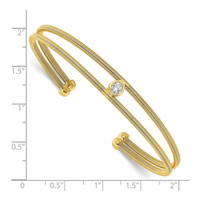 Gold-Plated Sterling Silver CZ Two Cuff Bracelet – view 4
