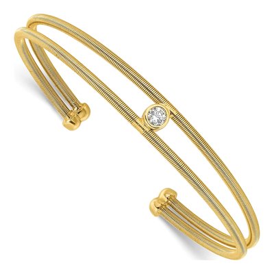 Gold-Plated Sterling Silver CZ Two Cuff Bracelet