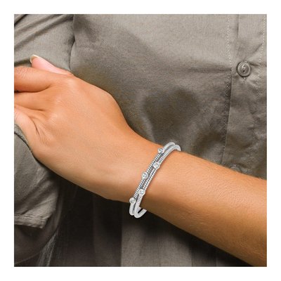 Sterling Silver CZ Wrap Bangle Bracelet – view 5