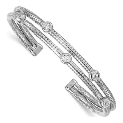 Sterling Silver CZ Wrap Bangle Bracelet