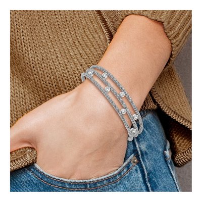 Sterling Silver CZ Cuff Bracelet – view 4