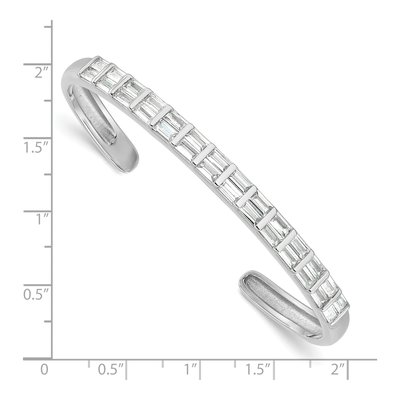 Sterling Silver CZ Baguette Cuff Bracelet – view 3